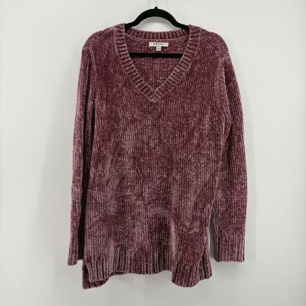 OBEY Chenille V-Neck Sweater - Dusty Rose